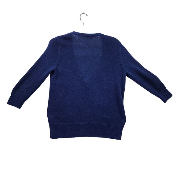 Halogen Cardigan Sweater Womens Size M  3/4 Sleeve 100% Cotton Blue - Picture 2 of 8